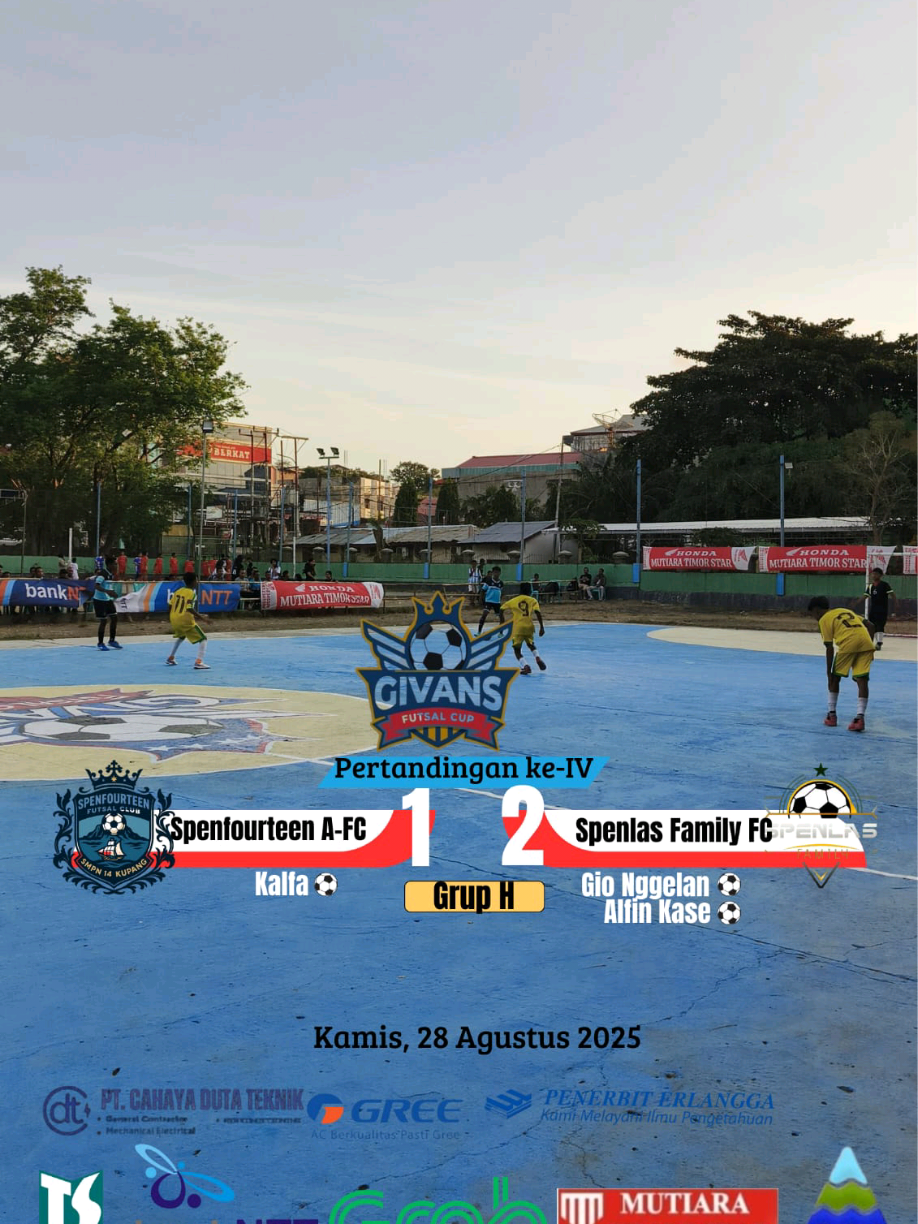 UPDATE Hasil Pertandingan Turnamen Futsal Givans Cup IV Spenfourteen A-FC vs Spenlas Family FC dengan skor 1-2 