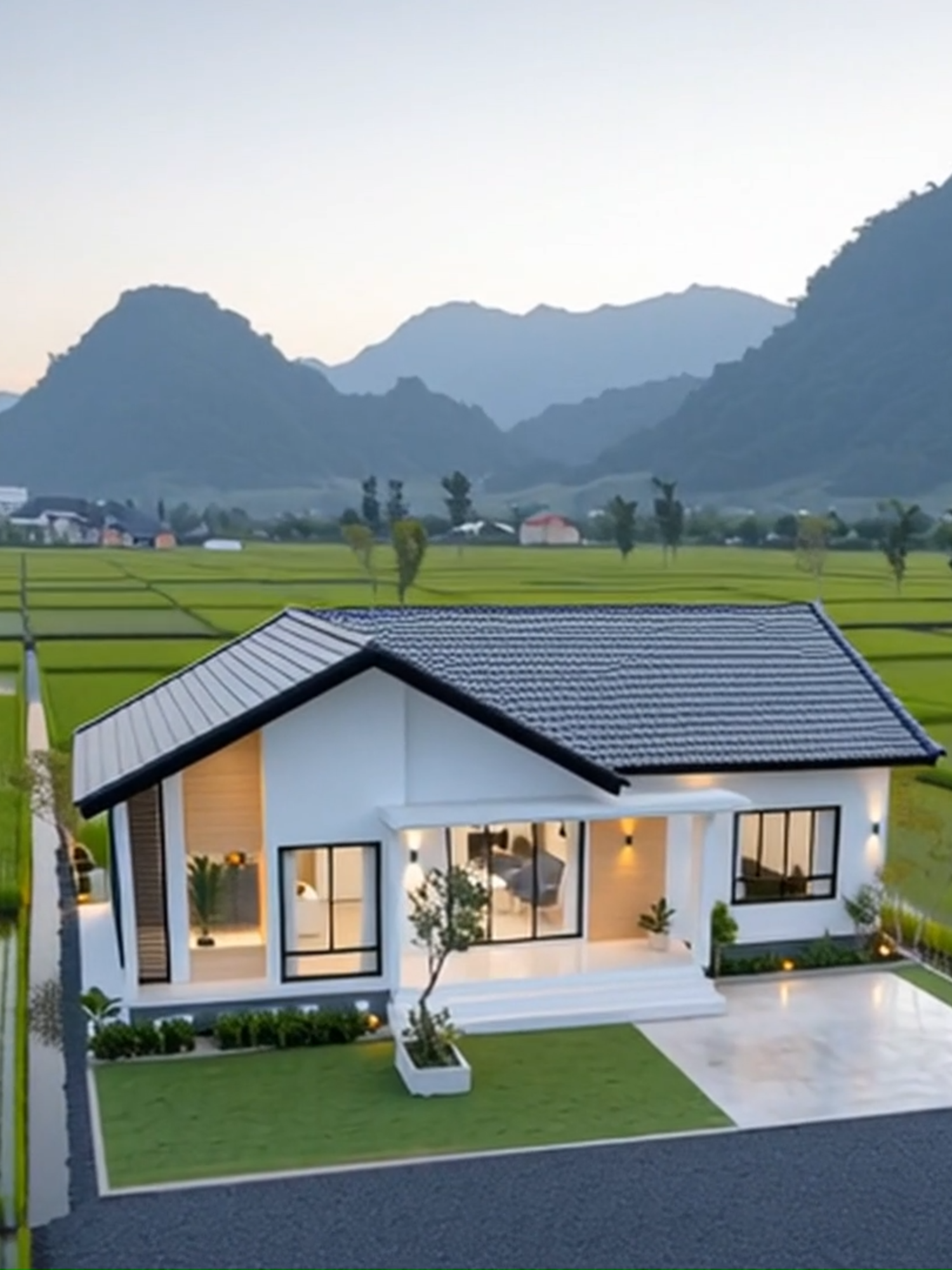 บ้านสไตล์นอร์ดิกผสมผสาน กลางทุ่งนา