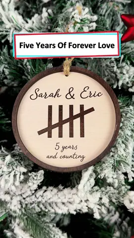 Five years and forever to go. This personalized ornament is a beautiful way to remember all the years of love you've shared ❤️ #wanderprints #personalized #gifts #christmas #couplesgift