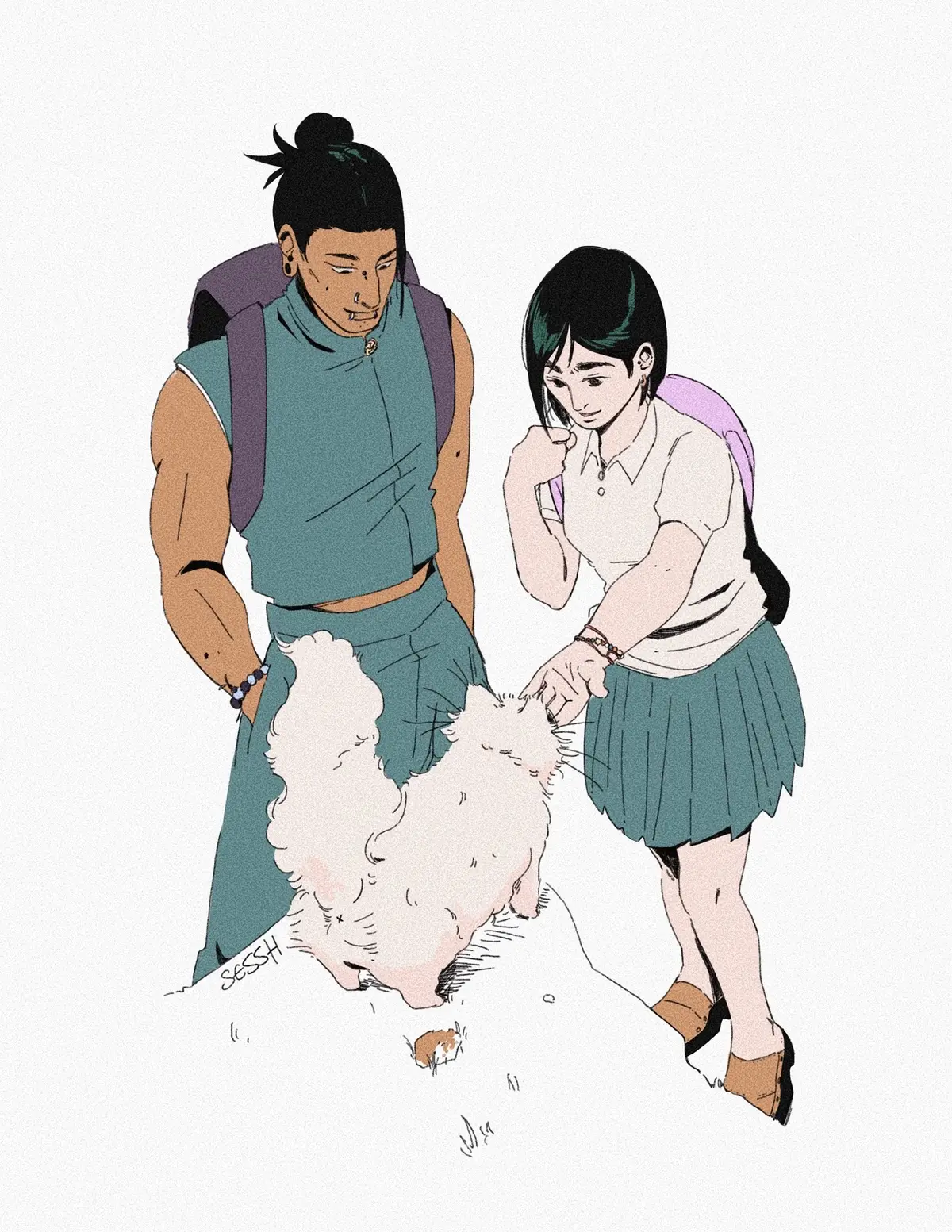 sketched this back in the middle of november  when summer was so far and now i can’t believe it’s over. #sashisu #jjk #jujutsukaisen #geto #gojo 