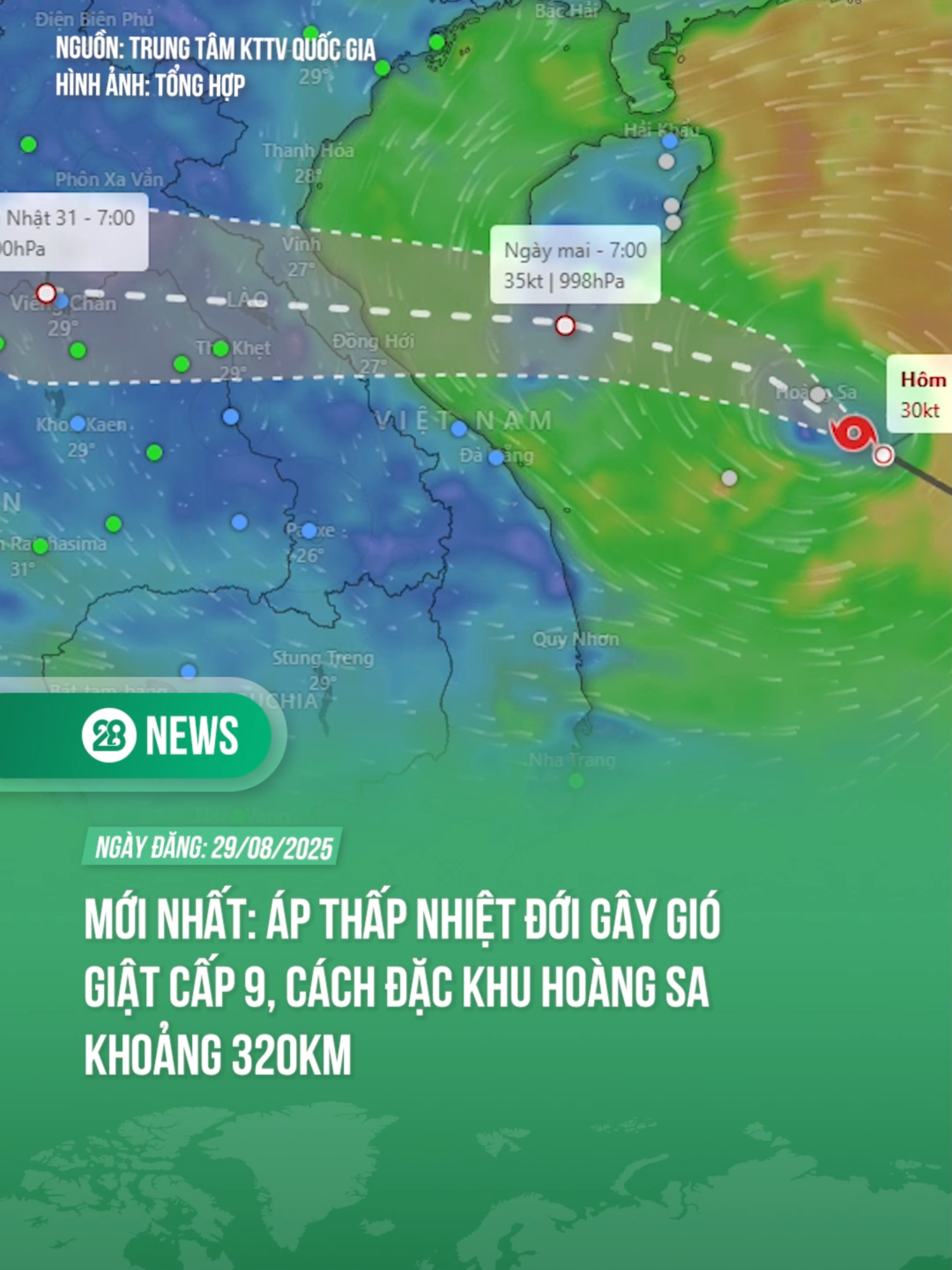 ÁP THẤP NHIỆT ĐỚI GÂY GIÓ MẠNH CẤP 9, CÁCH ĐẶC KHU HOÀNG SA 320KM #Theanh28news #theanh28 #tiktoknews