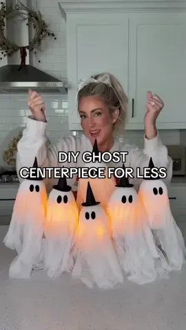 This ghost centerpiece was so easy to make and looked just like the pottery barn version but for less and I only used 5 items to make it! Find everything on my AMZ0N! #halloweendiy #diyhomedecor #halloweendecor #potterybarninspired #diymom 