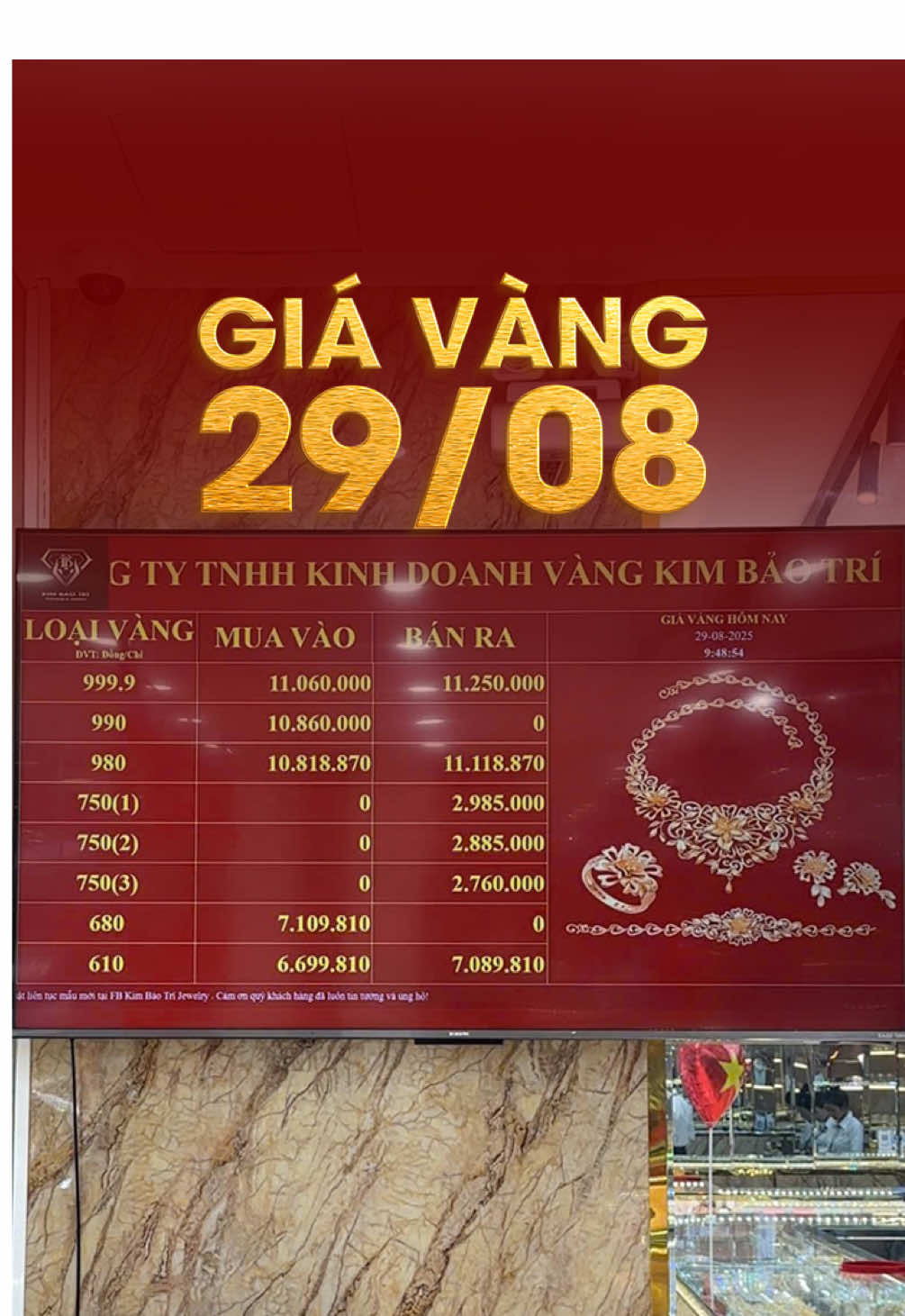 Giá vàng hôm nay 29/08 #giavanghomnay #giavang #Vang9999 #tiemvangkimbaotri 