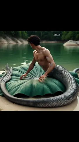 Di atas daun lotus, sang putra duyung ular beristirahat~ #manusiaular #atthebeacharion #fyp #lotus #merman 