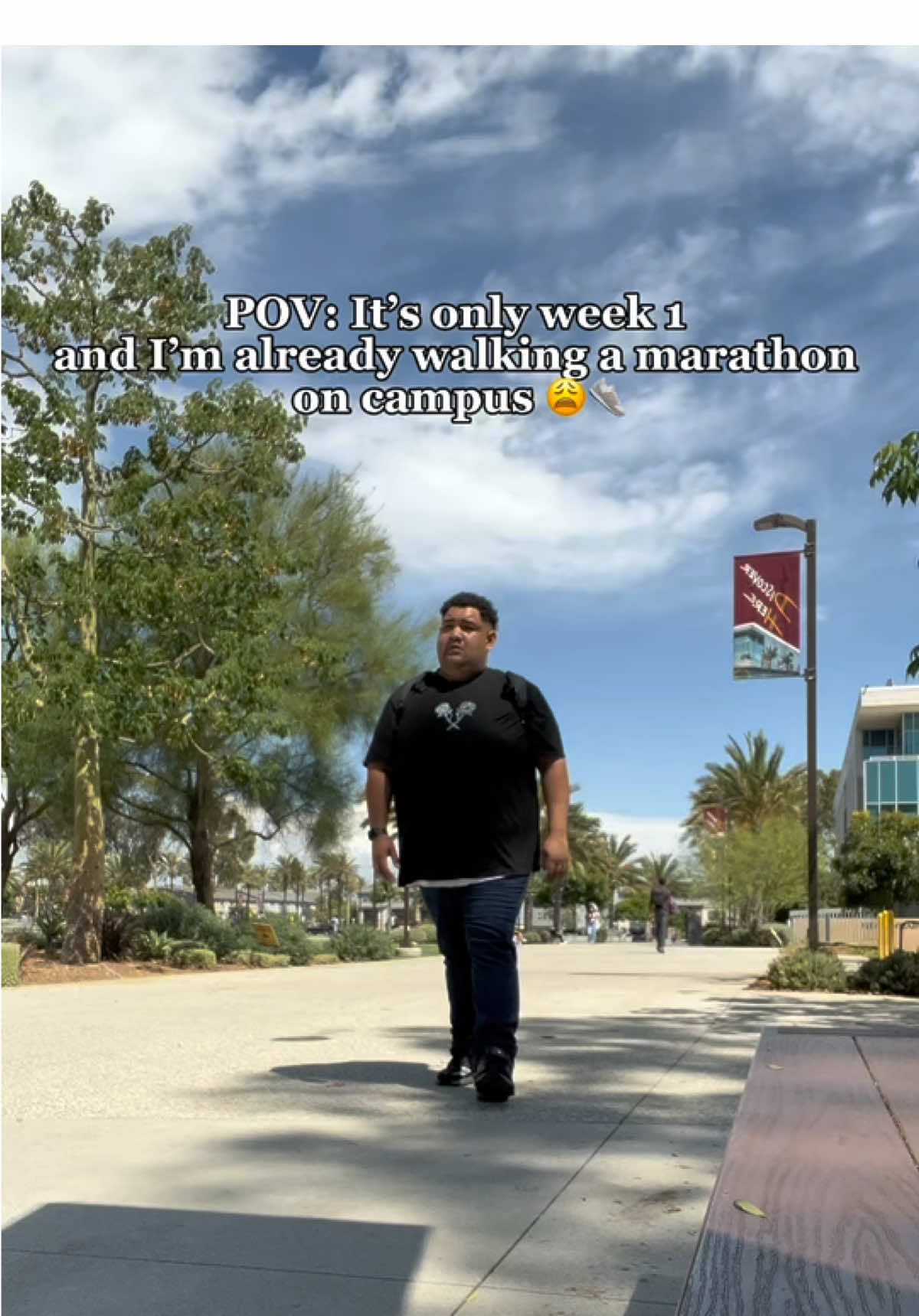 First week at CSUDH and my legs already deserve a degree 😭🎒#collegelife #transferstudent #relatable #fyp #studentlife 