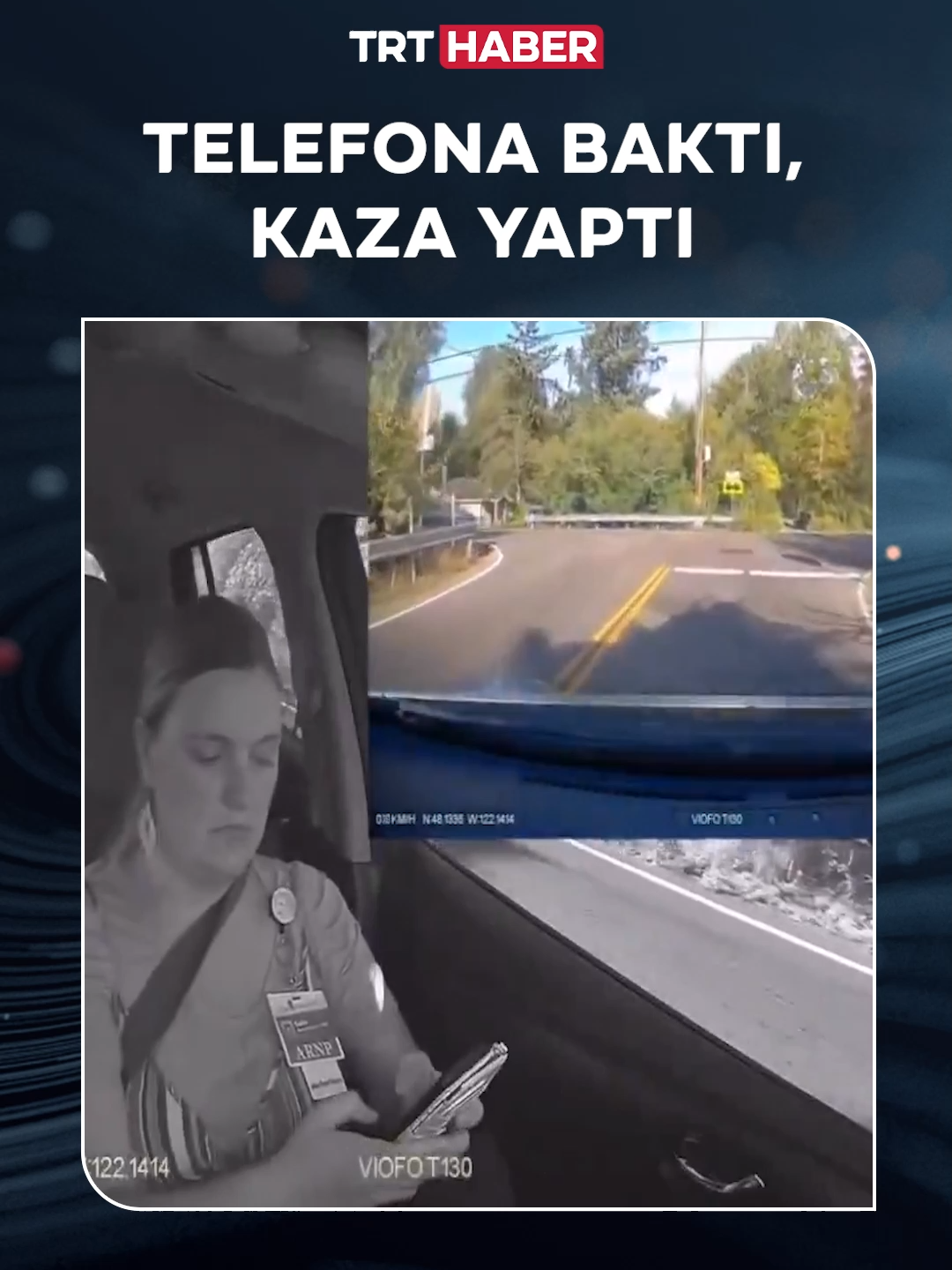 ABD’de otomobil kullanırken telefonuyla ilgilenen bir kadın böyle kaza yaptı.