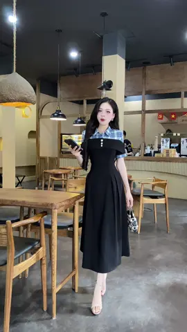 Váy thiết kế cổ đức phối kẻ karo, dáng A xoè dài siêu xinh #vaythietke #vaythietkecaocap #vayxinh #OOTD 