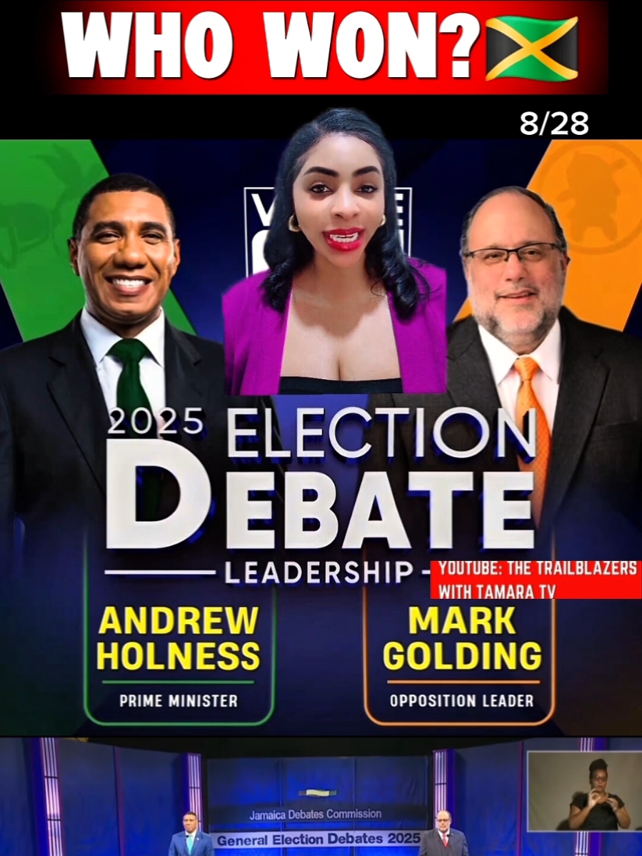 THE BIG ONE 🇯🇲🔥 Prime Minister Dr. Andrew Holness vs Opposition Leader Mark Golding in the FINAL debate before next week’s September 3 general election! Who do YOU think won this leadership face-off?  #JamaicaElection #AndrewHolness #MarkGolding #tiktokjamaica #jamaicantiktok🇯🇲viral  