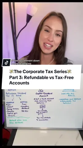 Ever wonder what happens behind the scenes when your corporation earns investment income? The CRA makes you track it through special tax accounts: 	•	RDTOH - refundable tax you only get back when dividends are paid 	•	CDA - the tax-free balance from the non-taxable half of capital gains These accounts aren’t bank accounts, but knowing how they work can save you from major surprises at tax time! All videos are for educational/entertainment purposes only. Figures used to demonstrate concepts, not financial advice. This message is an expression of the author’s personal opinions. The company will not be held liable in any way, for the opinions expressed herein. #corporatetax #canadianbusiness #taxplanning #wealthbuilding #smallbusinesscanada
