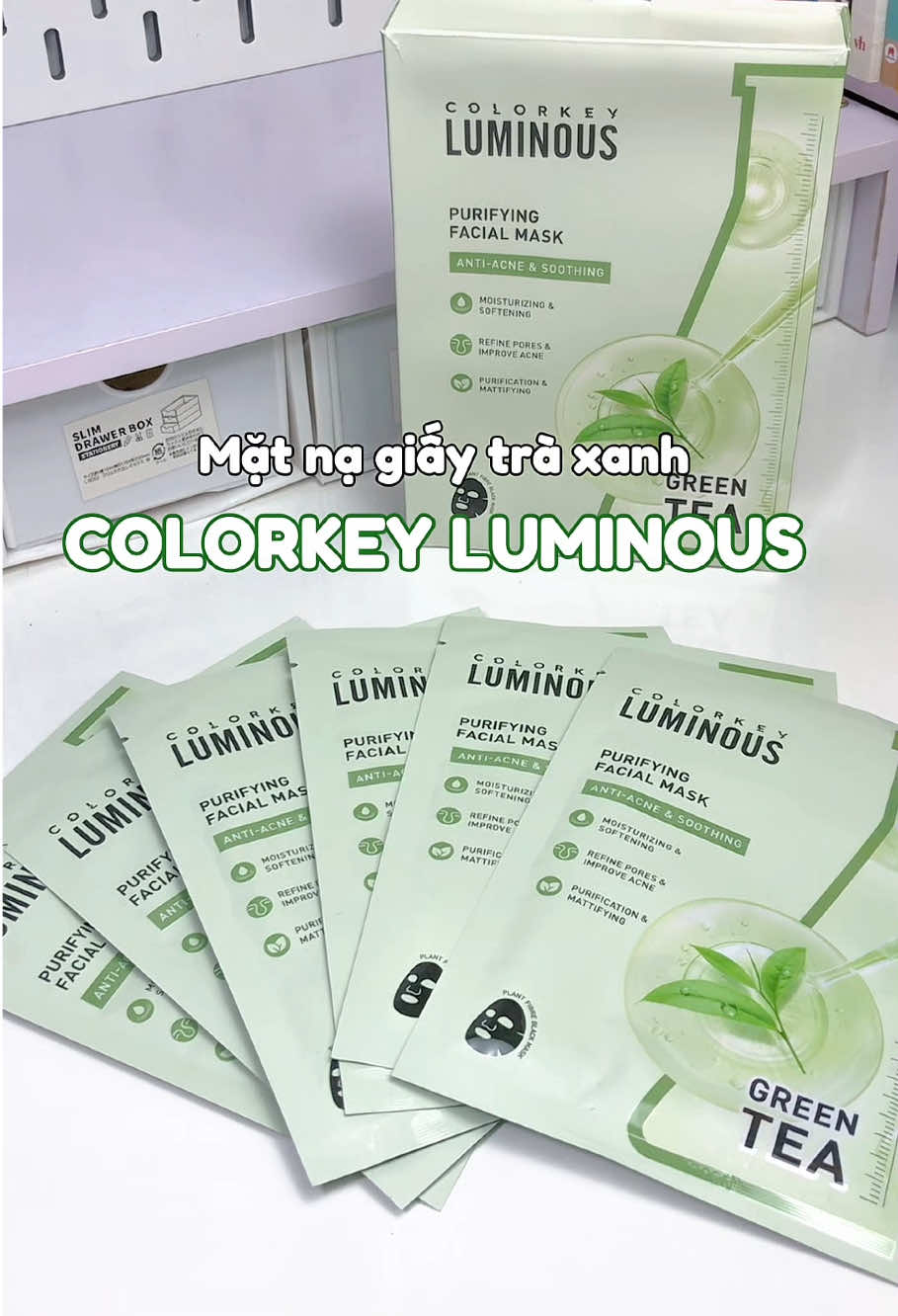Mặt nạ giấy trà xanh nhà COLORKEY dùng oki nha mn #colorkeyvn #colorkeyluminous #xuhuong #skincare #review 