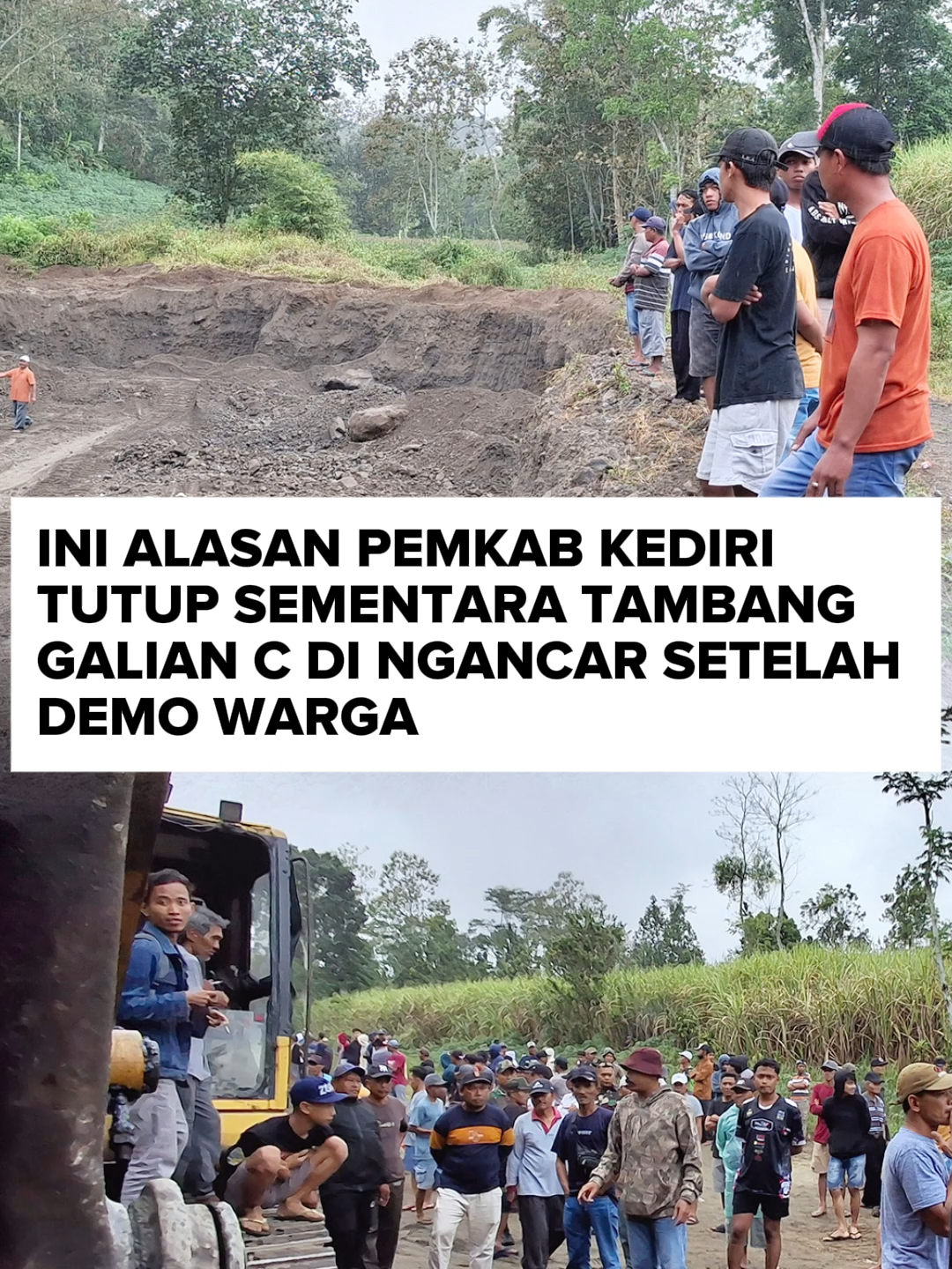 Demo penolakan galian C di perbatasan Desa Sempu dan Desa Sugihwaras, Ngancar akhirnya direspons. Pemerintah Kecamatan Ngancar dan Polsek Ngancar sepakat menutup sementara aktivitas tambang yang memicu polemik itu. Untuk diketahui, sebelumnya ratusan warga Desa Ngancar, Sempu, dan Sugihwaras menggeruduk kantor Kecamatan Ngancar pada Rabu (27/8) siang. Mereka menyatakan menolak aktivitas penambangan galian C di aliran lahar Petungkobong.  Penulis naskah : Shinta Nurma Ababil Editor : Prima Firmansyah #viral #fyp #jawapos #kediri24jam #radarkediri