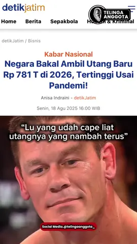 “Lu yang udah capek liat utangnya nambah terus, pasti tau rasanya kesel campur sedih. Angka terus naik, janji manis terus diulang, tapi yang nanggung tetap rakyat sendiri.” #UtangNegara #dprripdiperjuangan #CapekNgeliatUtang #BebanRakyat #UjungnyaRakyatBayar   