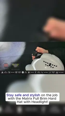 Matrix Full Brim Hard Hat with Headlight  Vented, OSHA Approved, HDPE Safety Helmet for Construction, Men & Women, 6-Point Suspension, Reflective Strips #weldinghelmet #headwear #musthavegear #motorcyclehelmet #autodarkeningweldinghelmets #footballhelmets #protectivegear #safetygear #coolhats #solarpoweredhat