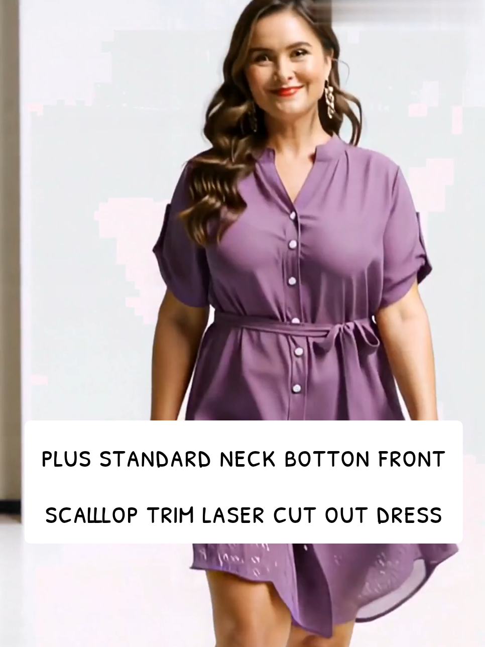 plus standard neck botton front scalllop trim laser cut out dress #neckdetail #scalloptrim #lasercut #dressstyle #fyp 
