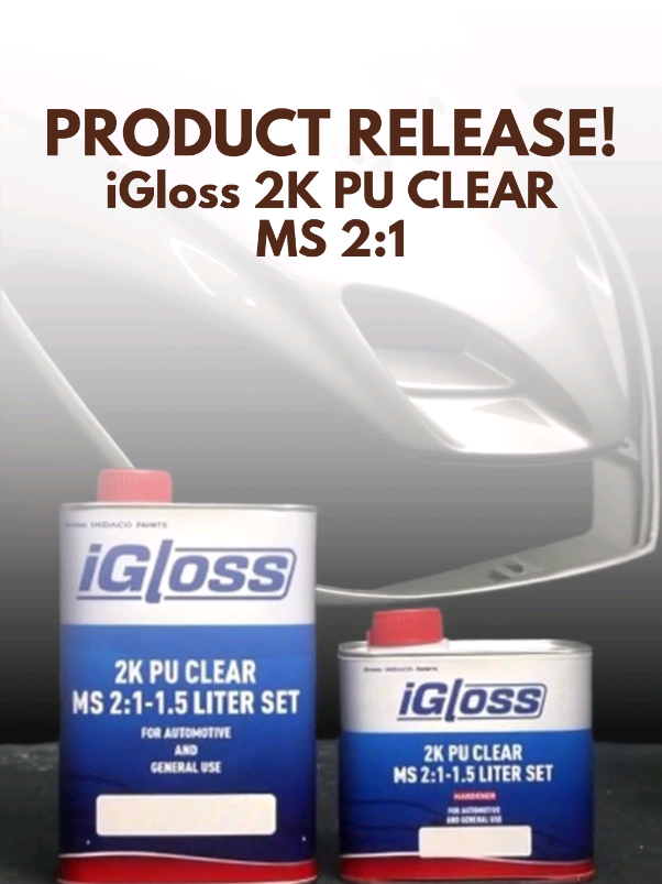 PRODUCT RELEASE📢 iGloss 2K PU CLEAR MS 2:1, clear coat dengan tampilan high gloss, tahan sinar UV, bahan kimia, dan tingkat kilap tidak mudah drop jika dipoles🙌🏻 Dicat INDACO Yuk! __ #banggabuatanindonesia #dicatindacoyuk #nowfortomorrow 