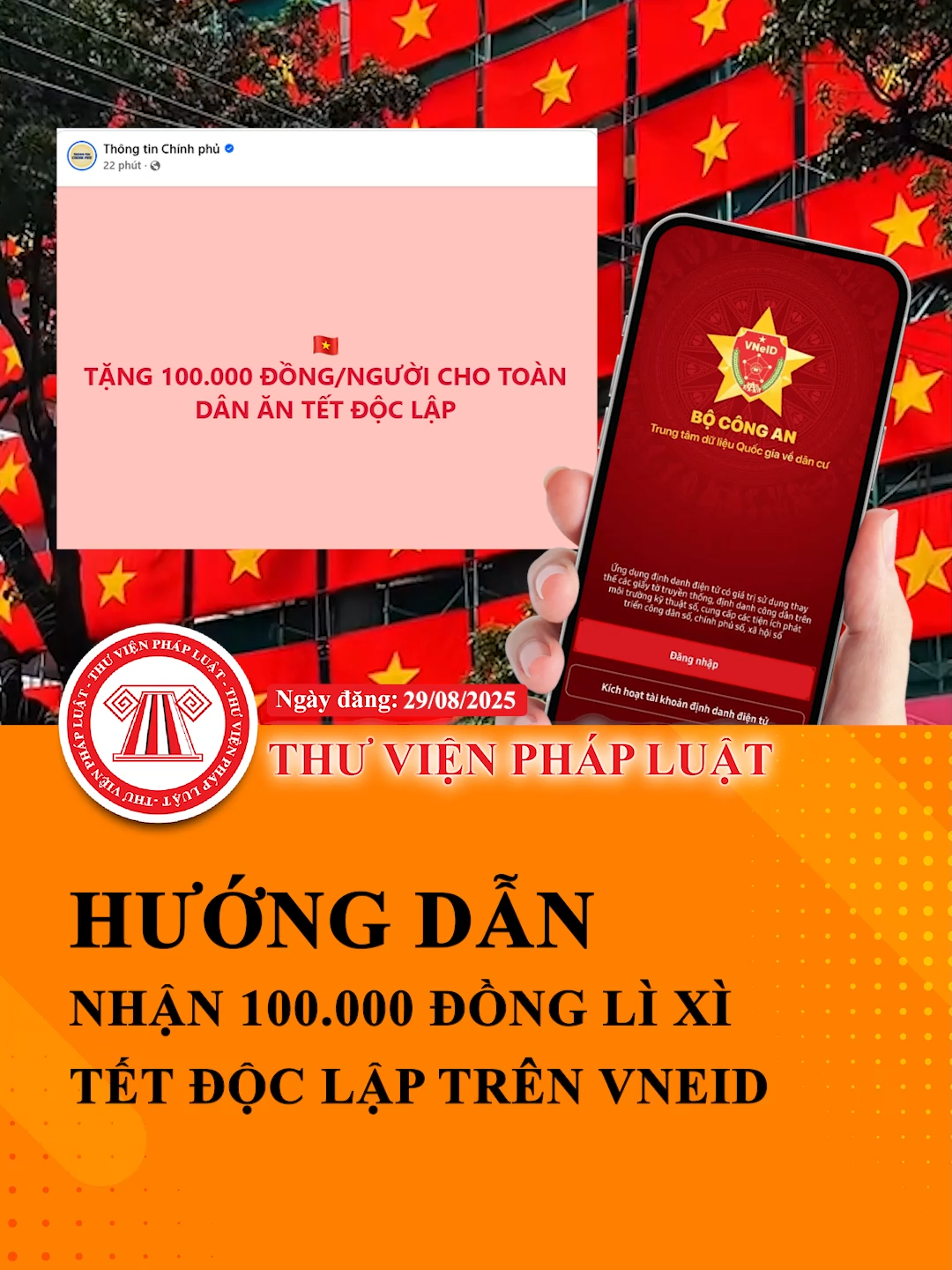 Hướng dẫn nhận 100.000 đồng lì xì Tết Độc lập trên VNeID #LearnOnTikTok #Hoccungtiktok #ThuVienPhapLuat #TVPL