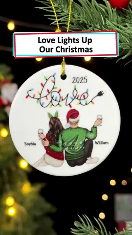 Put this custom ornament on your tree to capture the light of your love. It's a way to celebrate the shared memories that make your hearts shine 💑🌟 #wanderprints #personalized #gifts #christmas #couples