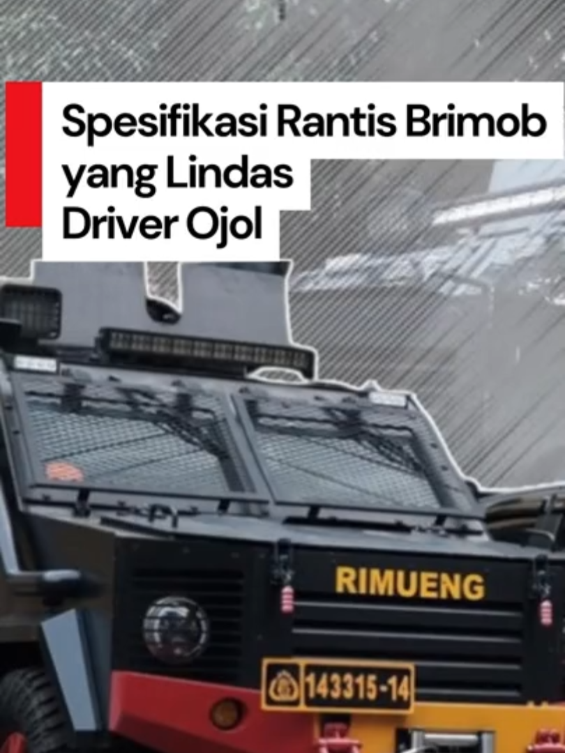 Driver ojek online (ojol) Affan Kurniawan meninggal dunia setelah dilindas rantis Brimob pada Kamis (28/8). Dilihat dari video yang beredar, mobil taktis Brimob itu diduga adalah rantis Rimueng. Begini spesifikasinya... Sebagai informasi, rantis Brimob melaju kencang di tengah kerumunan massa dan menewaskan driver ojol Affan Kurniawan. Peristiwa mengenaskan itu pun membuat masyarakat Indonesia geram. Creator: Esty Rahayu #rantis #brimob #detikcom #affankurniawan #ojol