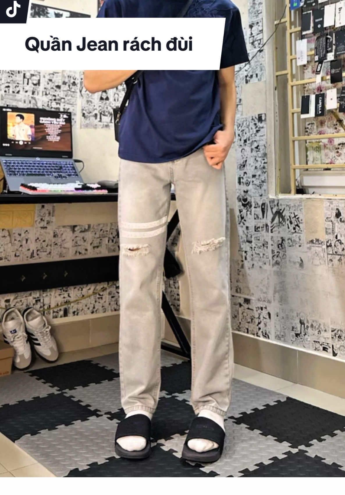 Quần Jean Rách đùi🤩#quanjean#quanjeanrachgoi#xh#outfit#vairal