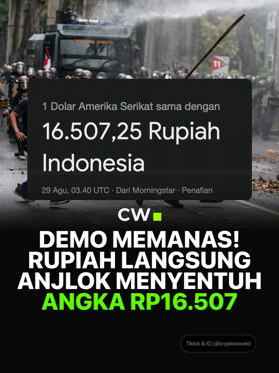 Usai demo Rupiah hari ini anjlok hingga menyentuh angka Rp16.507  #cryptowave #triv #rupiah #demo #gabrielrey 