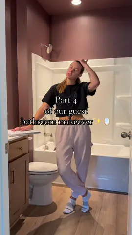 PART 4 I did not expect this to take as long as it has but it’s a okay. We’re so close!!!! #bathroommakeover #DIY #interiordesigner #sherwinwilliams #foryou 