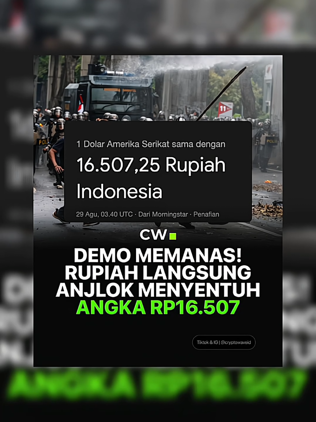 Rupiah hari ini anjlok hingga menyentuh angka Rp16.507 #cryptowave #demo #ojol #rupiah #dpr 
