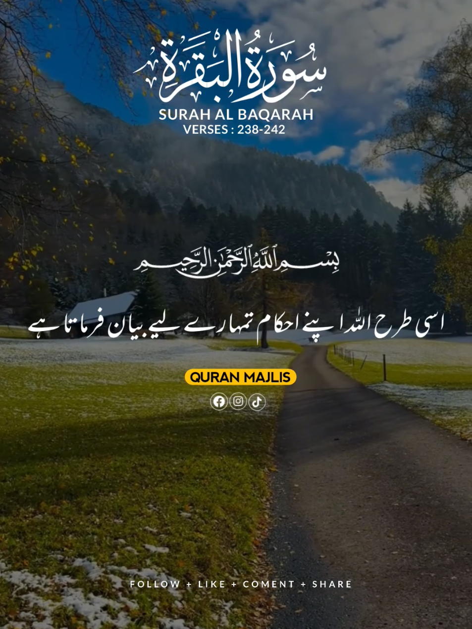 SURAH AL BAQARAH 🌺 VERSES (238-242)#islam #qurantranslationurdu #alquran #trending #fpy 