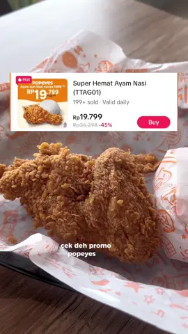 Ayam Popeyes dimarinasi 12 jam, juicy banget di dalam, crispy keemasan di luar! Mulai Rp 19 ribuan aja udah dapet ayam + nasi 🤯 Buruan cobain sebelum kehabisan! @Popeyes  #PopeyesID #AyamPopeyes #PromoMakanMerdeka #Nexent #promomakangajian 
