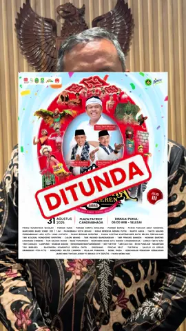 Dengan berat hati, kegiatan Pesona Nusantara Bekasi Keren 2025 yang semula digelar Sabtu & Minggu, 30-31 Agustus 2025, ditunda sampai waktu yang akan diinformasikan kembali. Keputusan ini diambil sebagai bentuk empati dan penghormatan terhadap situasi yang tengah terjadi, demi keamanan dan kenyamanan bersama. Mohon maaf kepada seluruh pihak yang terlibat serta masyarakat yang menantikan acara ini. Semoga bangsa kita segera kembali kondusif, damai, dan aman, agar kita bisa merayakan budaya Nusantara di Kota Bekasi dengan penuh kegembiraan #BekasiKeren #mastriadhianto #walikotabekasi #fyp 