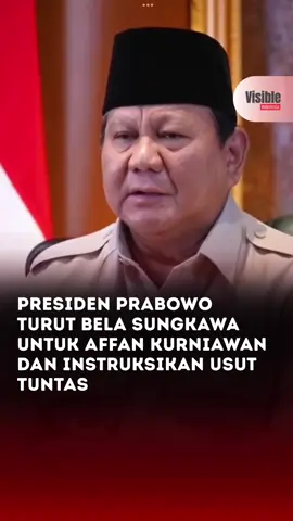 Presiden Prabowo Subianto menyampaikan duka cita mendalam atas tewsnya pengemudi ojek online (ojol), Affan Kurniawan. Sedih dan kecewa atas kejadian tersebut, Prabowo berjanji pemerintahannya akan mengusut tuntas tewsnya Affan. #visibleindonesia #presidenprabowo #affankurniawan #ojol #gojek  