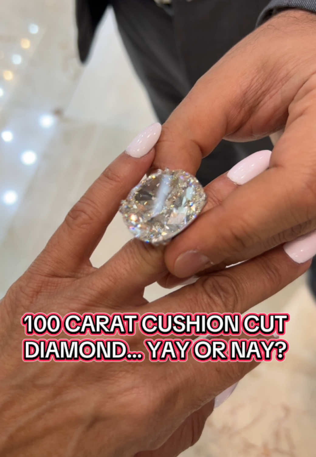 100 carat diamond ring - too much? Or just right? 😉🫣❤️ #thediamondsgirl#diamond#engaged #fyp #foryoupage 