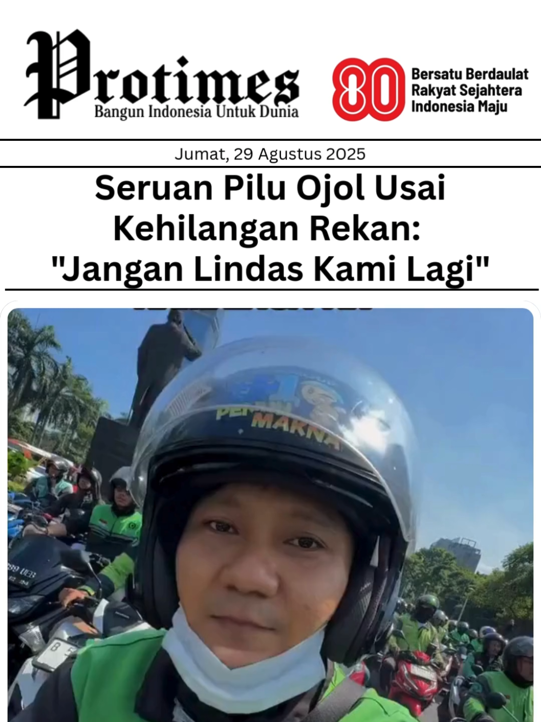 Sebuah video yang diposting oleh akun @ryan_nus viral di media sosial. Dalam video tersebut, terdengar suara haru dari para driver ojol yang menyerukan kalimat: 