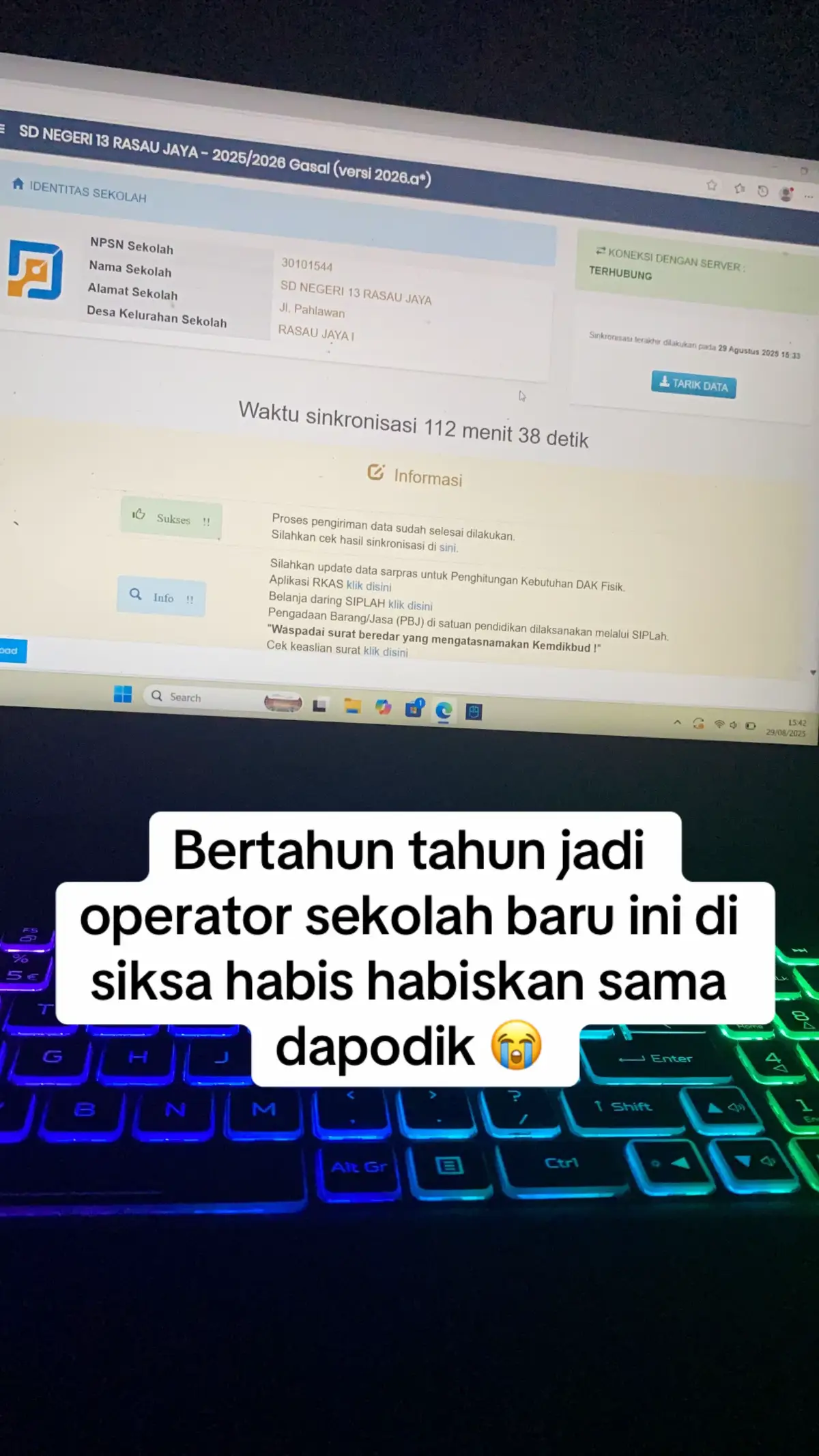 Ya olah hamba bisa tidur yenyak ya Allah #operatordapodik #operatorsekolahindonesia #dapodikofficial #operatorarkas #dapodikdasmen 