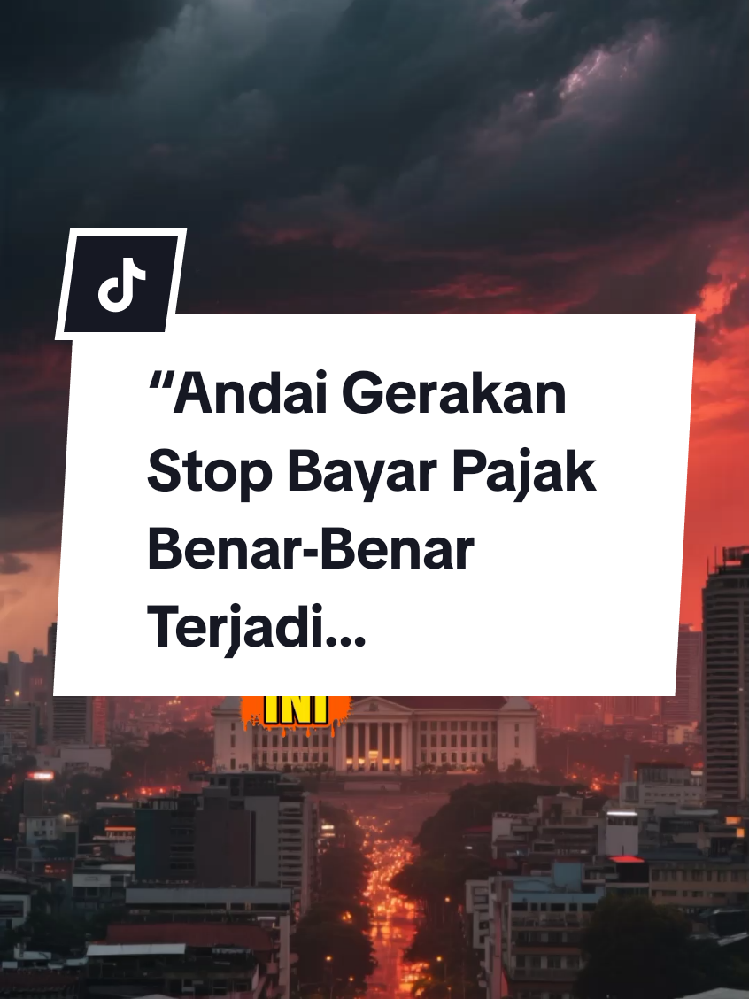 ⚠️ Disclaimer: Konten ini bersifat fiksi dan spekulasi, bukan ajakan nyata untuk menolak pajak. Bayangkan… Negara tanpa pemasukan. Jalan-jalan retak tanpa perbaikan. Rumah sakit kosong tanpa obat. Guru-guru berhenti mengajar karena tak ada gaji. Kepercayaan rakyat terhadap negara runtuh, berganti kegelapan dan kekacauan. Satu hal kecil yang selama ini dianggap beban… ternyata fondasi rapuh yang menahan negeri ini tetap berdiri. 👉 Menurut lo, kalau gerakan ini benar-benar muncul, apa yang bakal terjadi pertama kali? #stopbayarpajak #Demo #indonesia🇮🇩