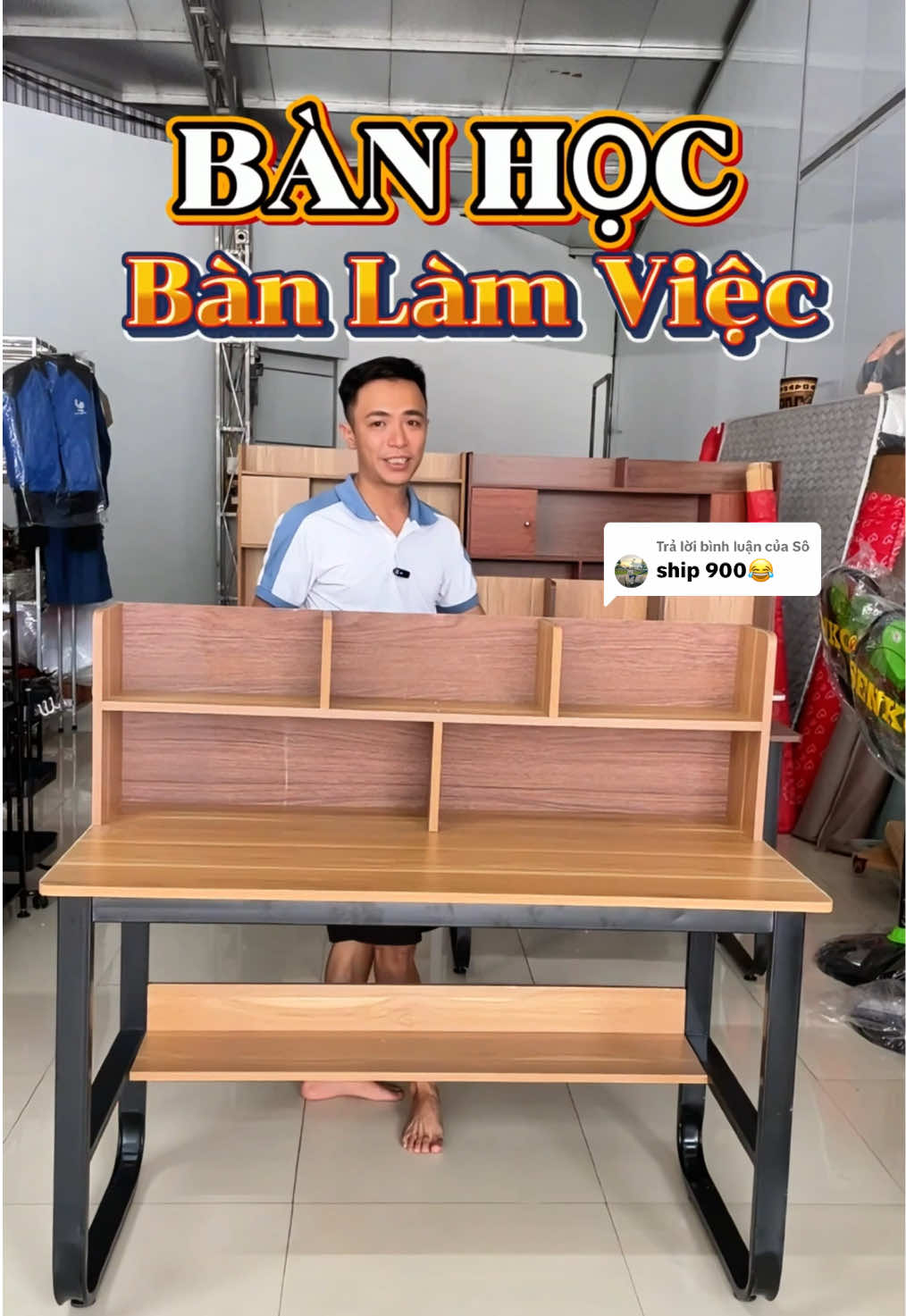 Trả lời @Sô em thấy có a được hỗ trợ ship chỉ còn 50k cho chiếc bàn này đó 😅 #banhoc #banhocsinh #banlamviec #banhockemkesach  @Chú Toản Chân Đất 