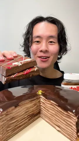 ヌテラドバイチョコ＆ミルクレープ🍫#チョコレート  #asmr #mukbang #大食い 