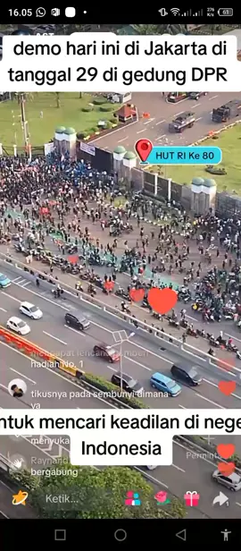 #videolivewall #videoTiktok demo hari ini di Jakarta di gedung DPR di tanggal 29 bulan Agustus 2025