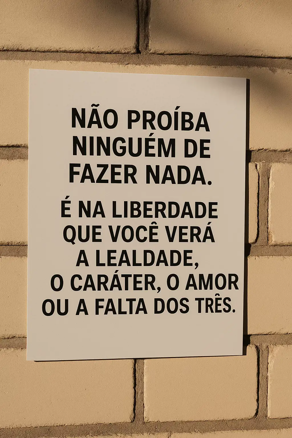 Não proíba ninguém de nada… 👀 É na liberdade que você descobre quem realmente é leal, quem tem caráter e quem sabe amar. 💭💔❤️ #Reflexão #FrasesQueMarcam #TikTokMotivacional #VidaReal #Pensamentos