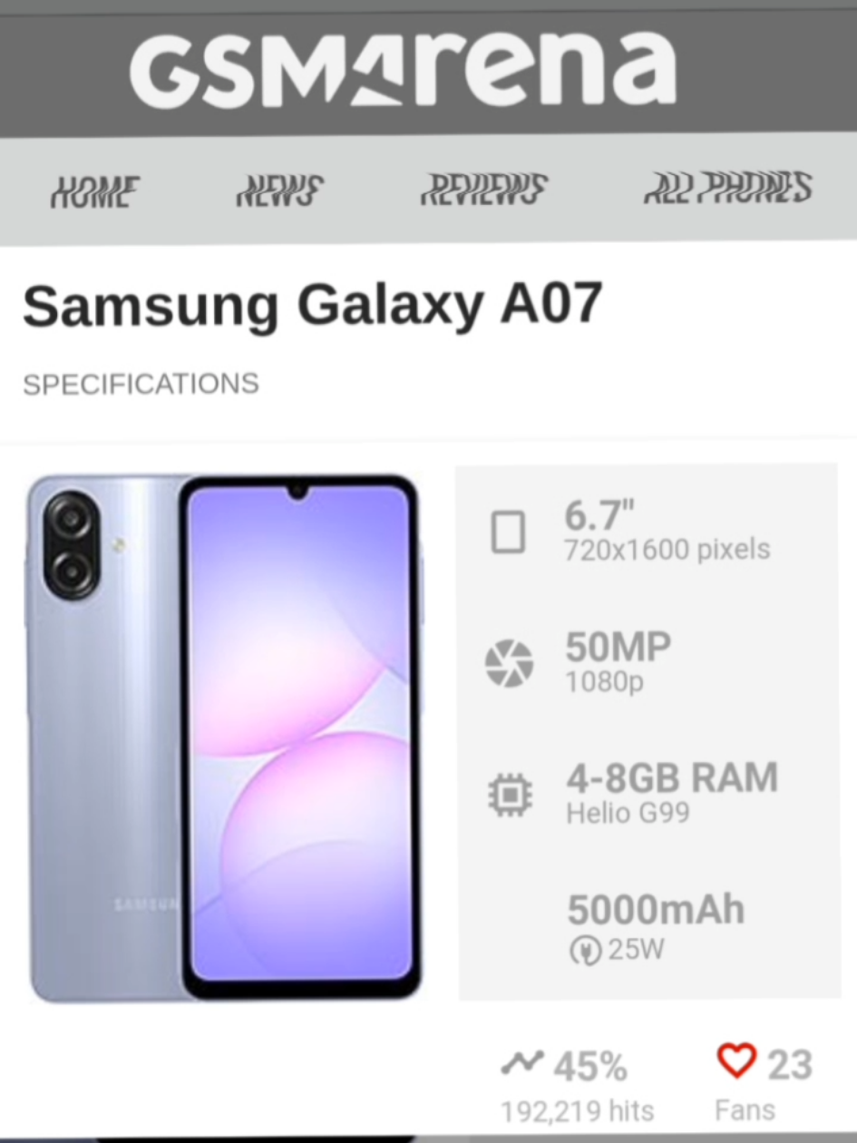 Helio G99 tapi emmc 😅,ini dia Samsung galaxy A07 resmi masuk Indonesia,hp dengan software aman dan cakep performa,yah walaupun emmc tapi tetap lumayan #fyp #fyf #fypツ #masukberanda #lewatberanda 