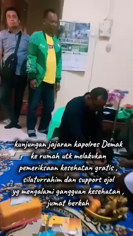 Jumat berkah , kunjungan kapolres Demak beserta jajaran ke rumah utk melakukan pemeriksaan kesehatan , silaturahmi dan support driver ojol demak .  #stroke #sehat #sehatselalu #semangatberjuang 