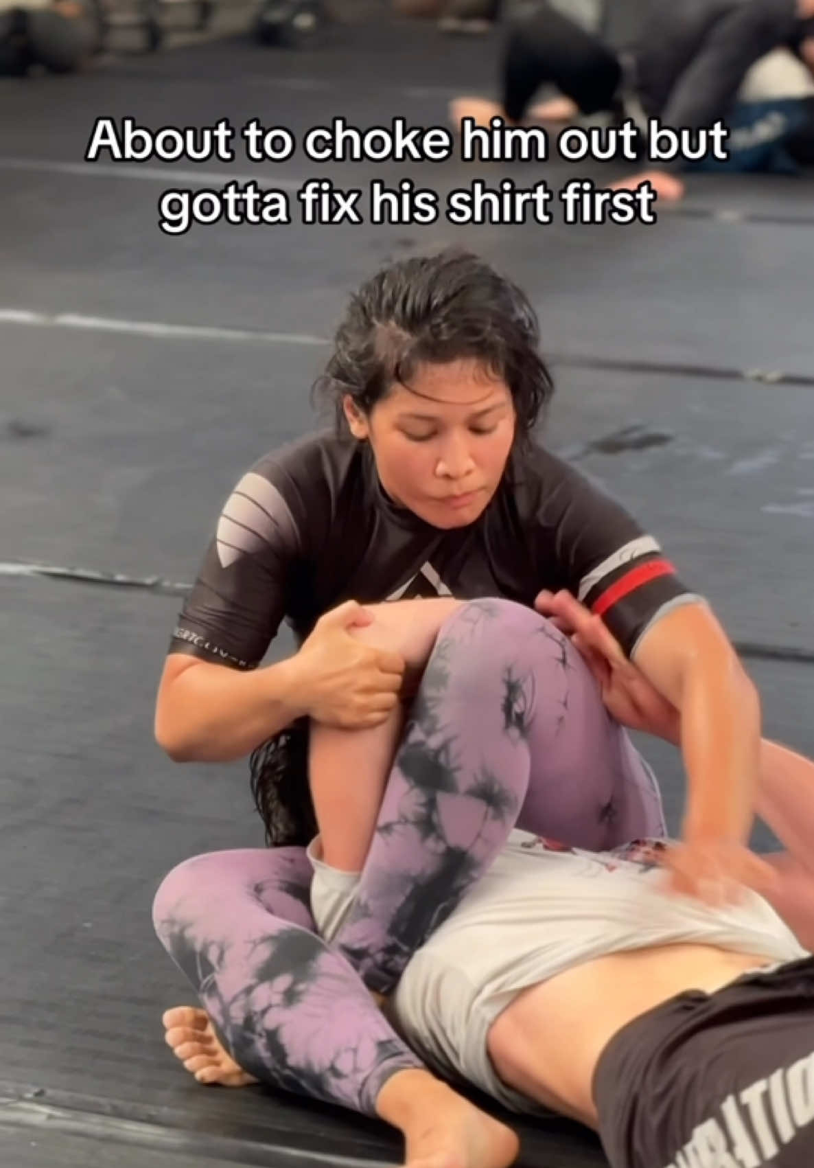 I’m very considerate. #bjj #bjjgirls #grappling #invertedtrianglechoke #bjjtraining 