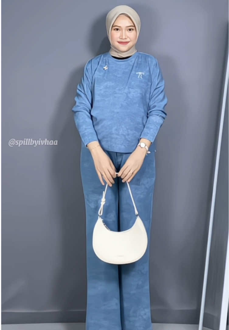 Rekomendasi one set setelan atasan + celana knit bordir premium 💙 #oneset #onesetknitpremium #onesetkekinian #onesetwanita 