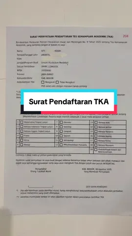Surat pernyataan pendaftaran TKA. Simak penjelasannya !!!#fypシ゚ #fyp #tka #snbp #sma 