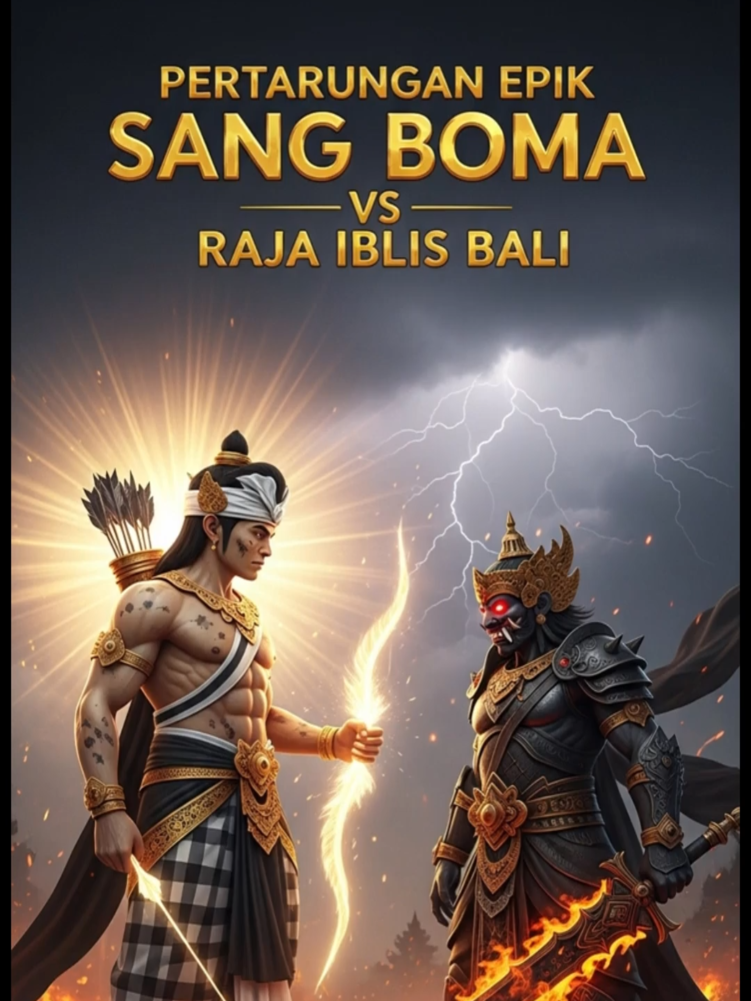 Pertarungan Epik Sang Boma vs Raja Iblis Bali Legenda Sang Boma, makhluk setengah manusia setengah raksasa, lahir dari perpaduan kekuatan Boma Raksa dan kasih suci Dewi Uma. Ia menempuh perjalanan spiritual bersama Resi Bharadwaja hingga akhirnya menjadi pahlawan Bali yang mengalahkan tirani Mayadenawa dengan panah sucinya. Kisah ini abadi sebagai simbol harmoni kekuatan fisik dan kebijaksanaan spiritual dalam budaya Hindu-Bali. #SangBoma #LegendaBali #MitologiHindu #PahlawanBali #BudayaNusantara #SpiritualJourney #EpicLegend #BalineseMythology #KisahEpik #warisanbudayatakbenda