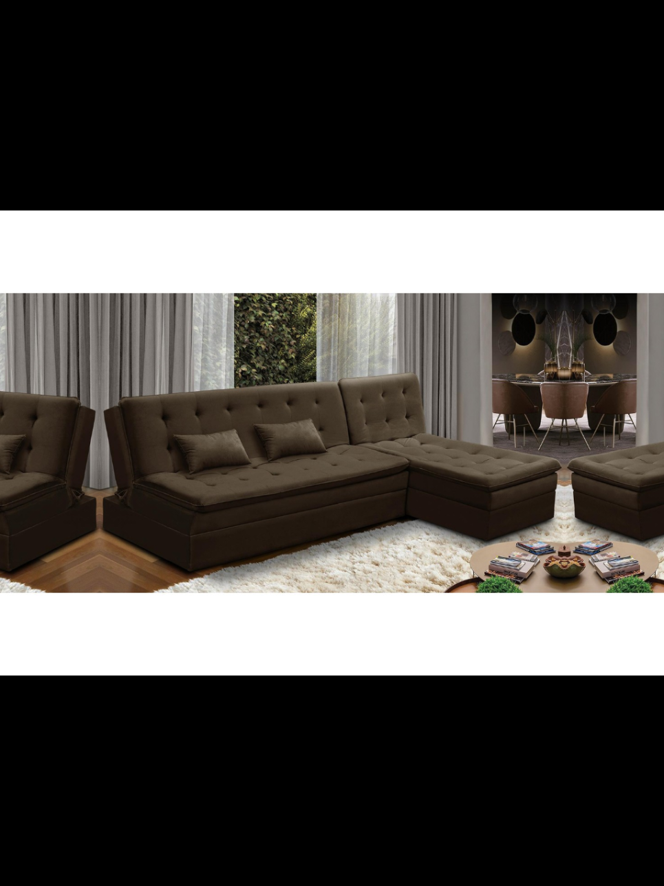 #Sofá #SofaCama King 5 Lugares 2,70m Alice Suede #Sala #quarto #casa 