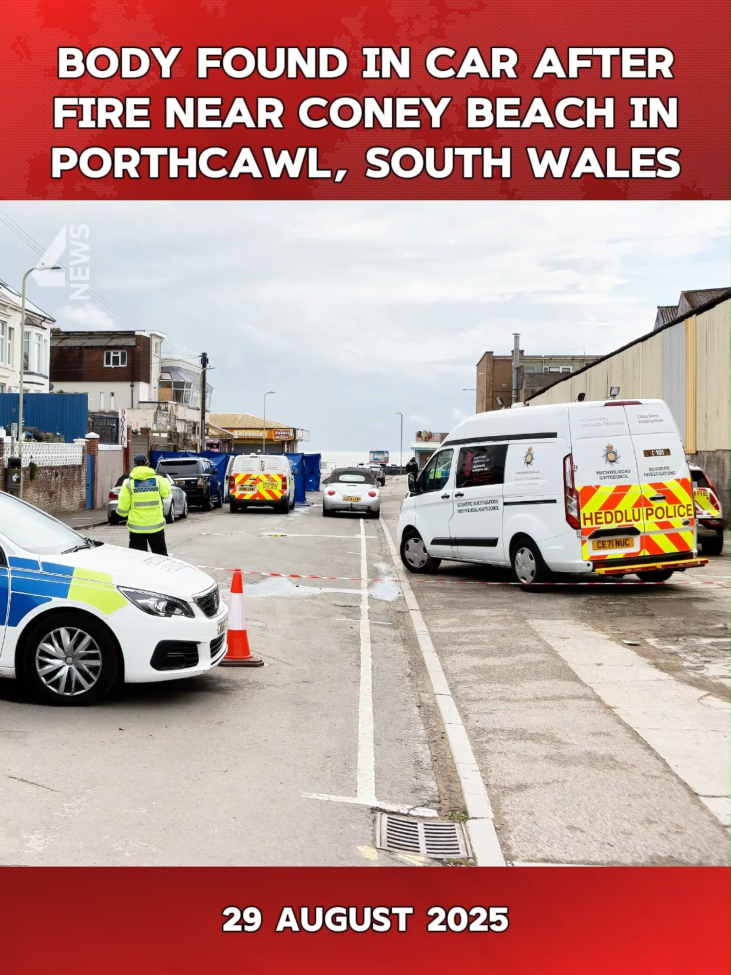 Body Found in Car After Fire Near Coney Beach in Porthcawl, South Wales #WalesNews #Porthcawl #SouthWales #BreakingNews #UKNews #ConeyBeach #LatestNews #NewsUpdate