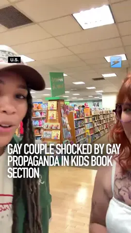 A TikTok post from Barnes & Noble sparked controversy after showing gay-themed #books shelved in the children's section. The footage shows a display of LGBT titles aimed at young readers, but what caught viewers' attention was the reaction of two women -part of the #LGBT community - who appeared visibly surprised by the book selection and its placement. #GAY #TRANS 
