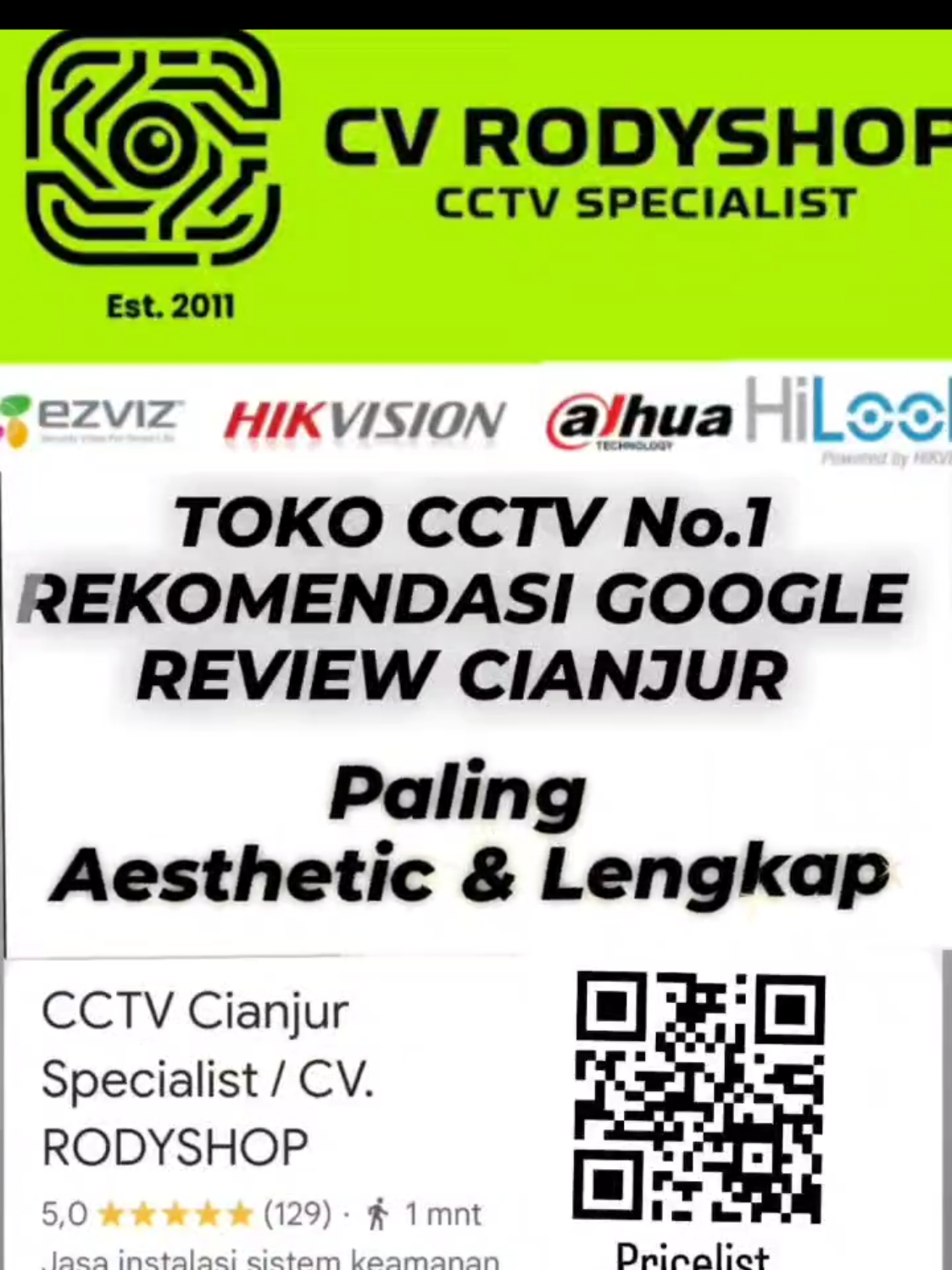 Jangan asal pilih vendor atau teknisi, karena CCTV itu awet engganya tergantung installernya. Bagus engganya gambar tergantung pemilihan jenis camera yang cocok dengan lapangan. Tidak semua cctv untuk semua jenis lapangan.  Pilih vendor yang jelas punya tokonya, jelas pengalamannya. Karena cctv itu butuh maintenance untuk kedepannya. Jadi butuh vendor yang ready saat cctv trouble. Jelas after sales-nya.  Yuk jadi  smart buyer dengan mencari vendor yang berkualitas melalui google. Ketik saja 