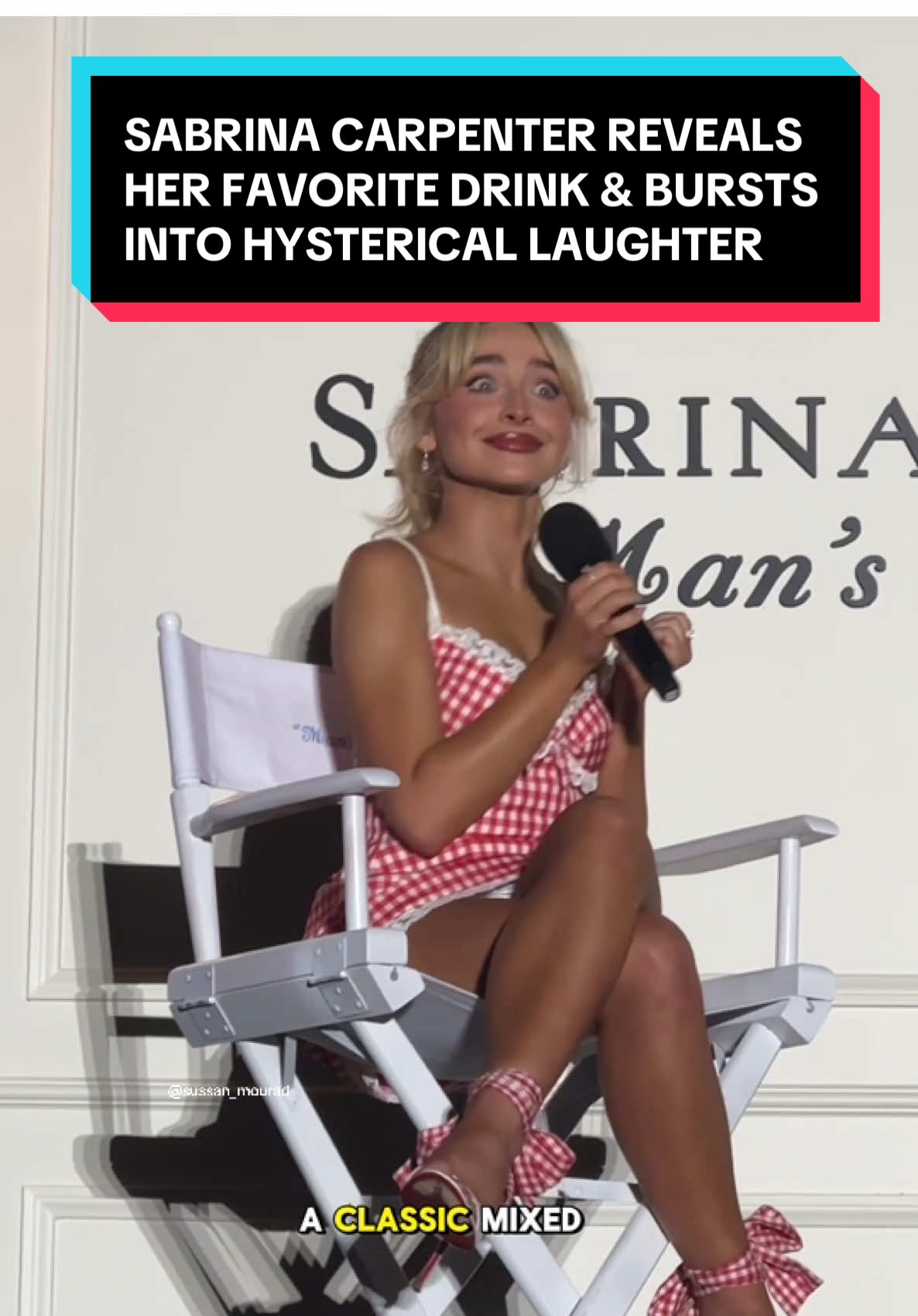 @Sabrina Carpenter reveals her favorite drink and bursts into hysterical laughter at “Man’s Best Friend” launch party 😆🥹 #sabrinacarpenter #mansbestfreind #sabrinacarpentermansbestfriend #spotify  