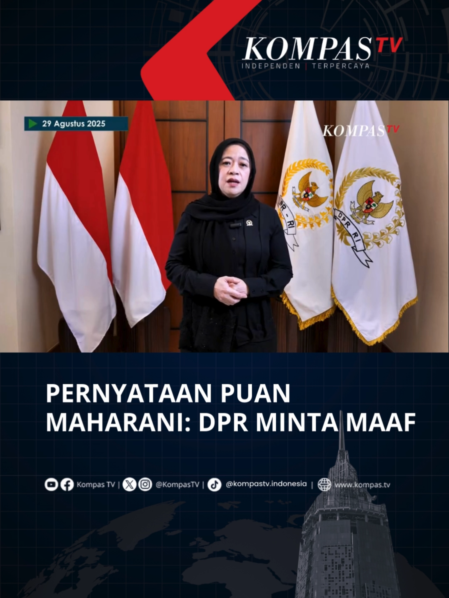 Ketua DPR RI, Puan Maharani menyampaikan keterangannya terkait meninggalnya sopir ojek online, Affan setelah ditabrak Mobil Rantis Brimob Polri. Hal ini disampaikan dalam keterangannya di Jakarta pada Jumat (29/8/2025). Puan mengucapkan permintaan maaf apabila belum sepenuhnya belum bisa bekerja lebih baik. Puan juga meminta agar kasus ini bisa segera diusut tuntas. Tuliskan komentarmu dan dapatkan berita terkini lainnya di www.kompas.tv serta youtube.com/kompastv #SOROTKompasTV #TikTokBerita